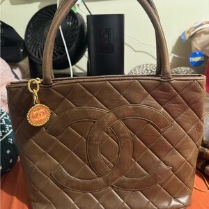 Chanel Brown Quilted Leather Tote Bag